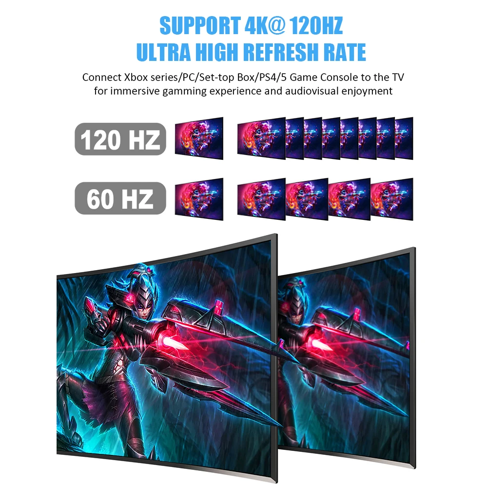 8K HDMI ȣȯ 2.1 ġ 8k 60hz 4k 120hz ġ 2  1  й, PS4 Xbox hdtv Romote   2x1 ó