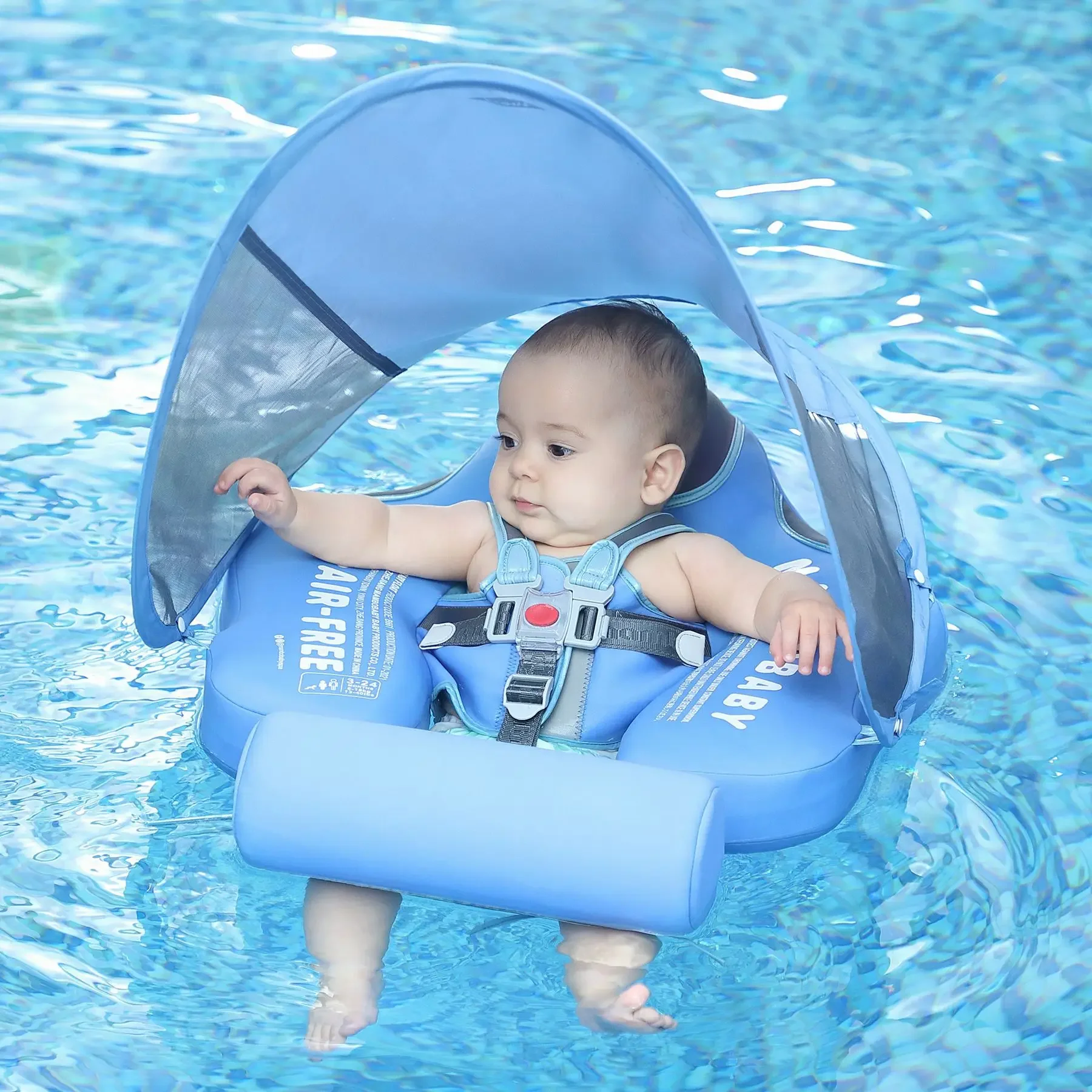 Baby Buoy Lying Swimming Ring with Canopy Solid Liner Kid Pool Natation Ring Non-inflatable Buoy Swimming Pool Accessories Toys 2