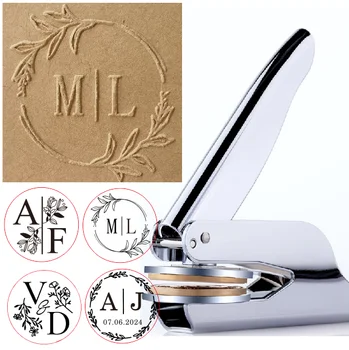 Personalizza timbro per goffratura timbro per goffratura con monogramma per matrimonio, timbro per goffratura personalizzato con 2 iniziali, regalo di nozze, goffratura portatile