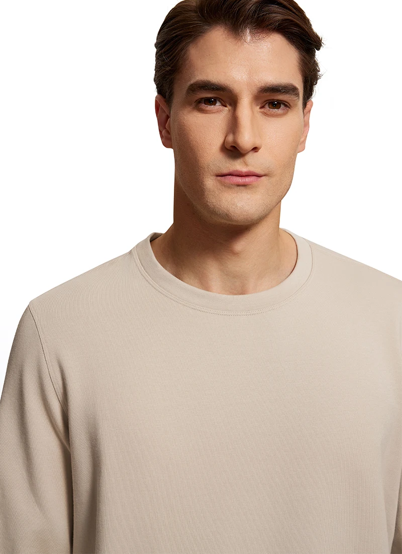 CRZ YOGA Fleece Crewneck Sweatshirt For Men Long Sleeve Breathable Workout Casual Pullover Basic Sweatshirts