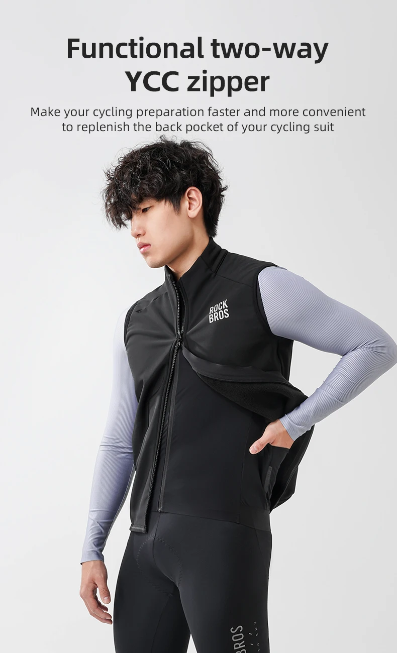 ROCKBROS Herbst Winter Radfahren Weste Winddicht Warme Fleece Ärmellose Jacke Thermische Weste Mantel Outdoor Sport Radfahren Kleidung – Detail 12