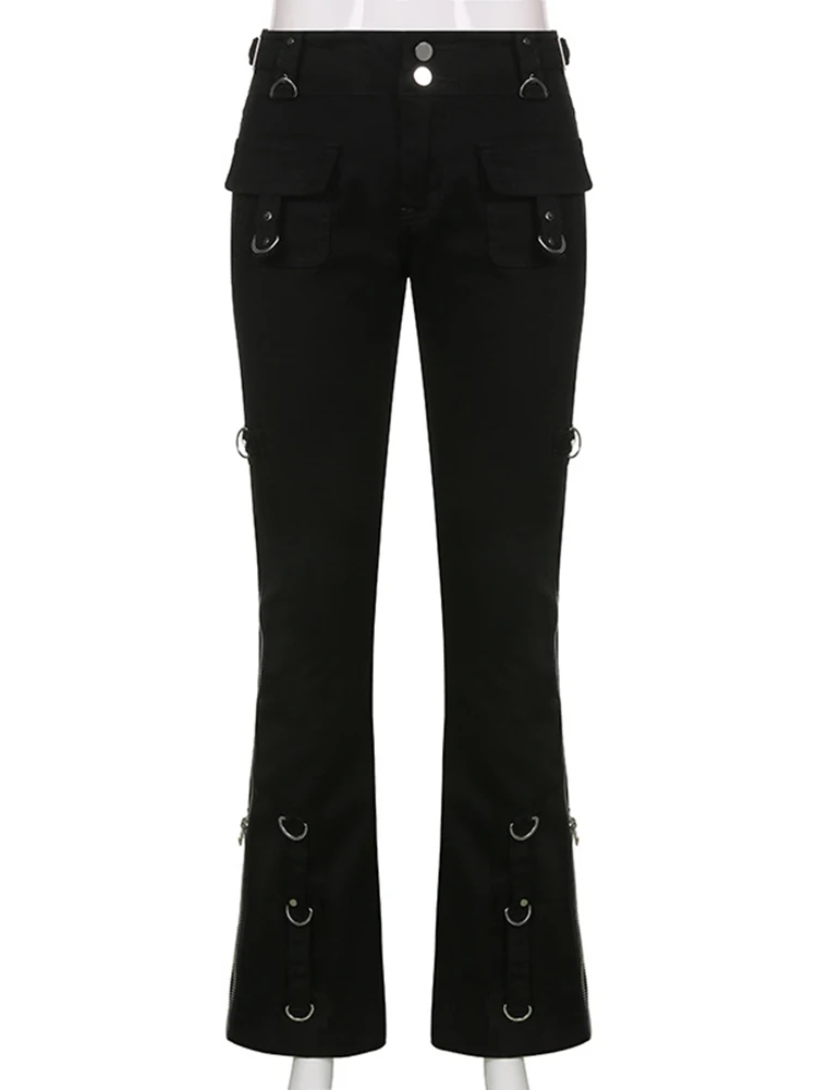 Emo Dark Cyber Y2k Pants Cargo Jeans Gothic Punk Rivets