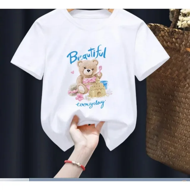 الأطفال مضحك الدب تي شيرت مطبوع الصيف قصيرة الأكمام الكرتون Harajuku نمط فتاة بوي تيدي بير قمم تي شيرت للأطفال 2