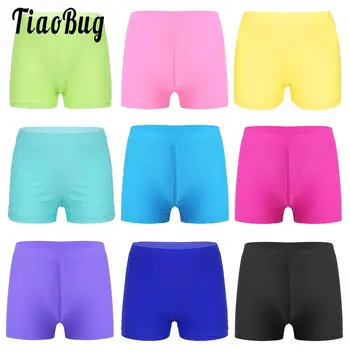 키즈 소녀 솔리드 컬러 탄성 허리띠 반바지, 스포츠 체조 운동용 하의 여름 댄스 반바지 아동용 반바지