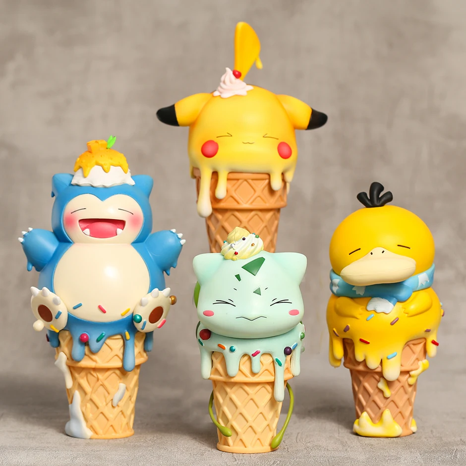 Pokemon Ice Cream Bulbasaur Snorlax Psyduck Pikachu Figurine PVC Cute