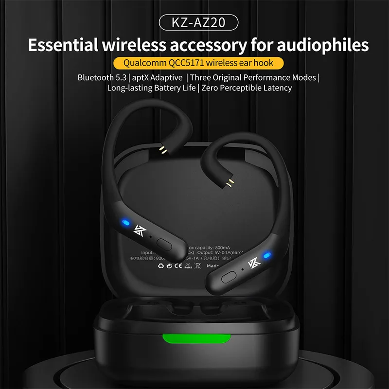 KZ AZ20 Bluetooth 5.3 Wireless Ear Hook Earphones Upgrade Cable Snapdragon Sound Technology aptX Headset Line For DXPRO PR2 bluetooth headphones,wireless bluetooth headphones,bluetooth earphones,wireless bluetooth earphones,wireless earphones,wireless headset