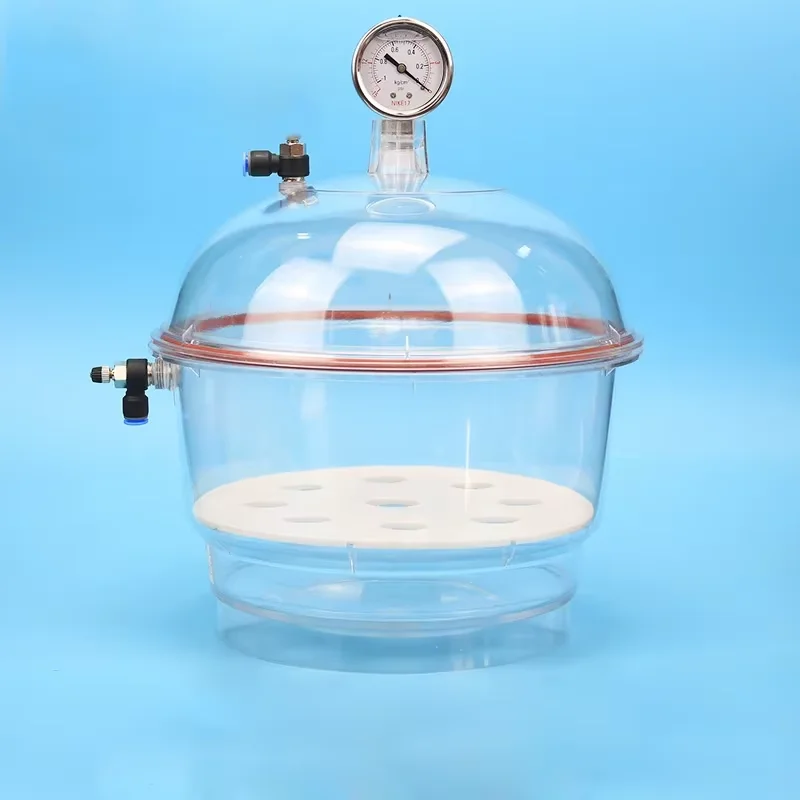 150MM Polycarbonate Plastic Vacuum Dryer Laboratory Dryer Transparent Vacuum Drying Kettle Double Valve With Pressure Gauge