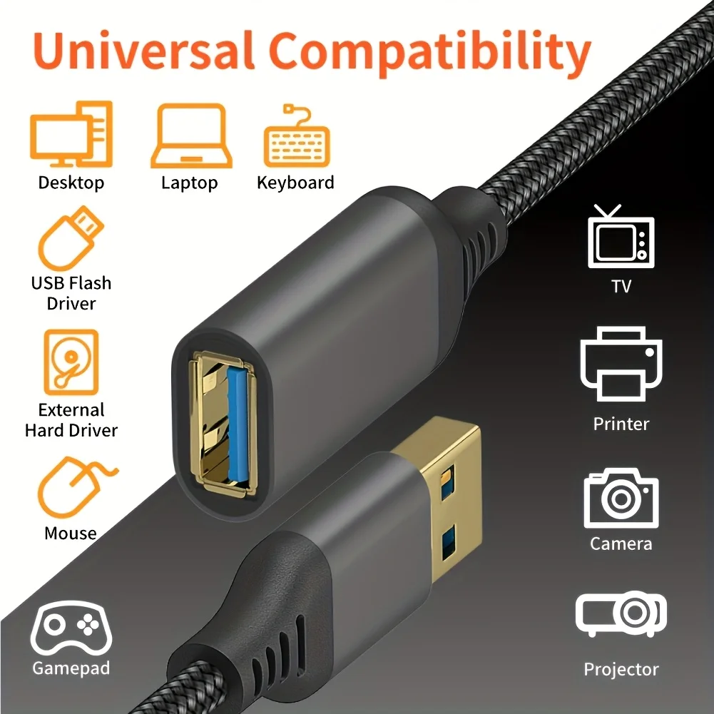 LAIHONEN 나일론 땋은 USB 3.0 남성-여성 고속 전송 데이터 케이블 컴퓨터 카메라 프린터 연장 케이블 XBOX