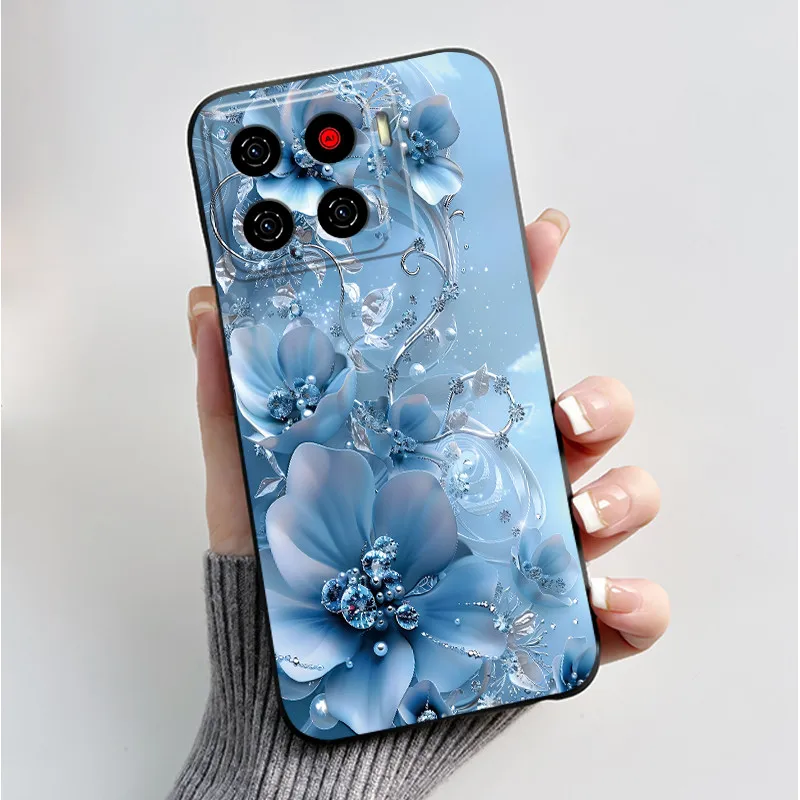 Luxury Fashion Butterfly & Floral Black Soft TPU Silicone Protective Phone Case