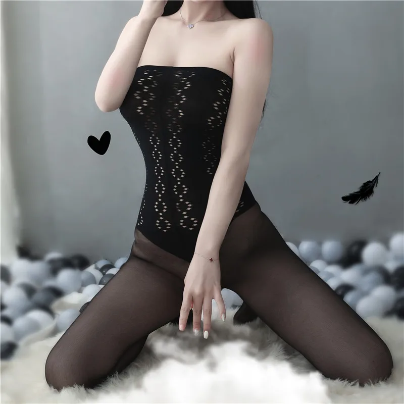 

New Sexy Lingerie Babydoll Fishnet Bling Club Body Mujer Bodysuit Hollow Out Off Shoulder See Through Women Sexy Mesh Underwear