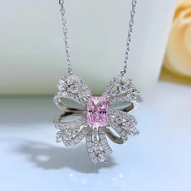 

Ожерелье из серебра S925 пробы с бабочкой и порошком из циркония 5*7 мм, персонализированное модное универсальное ожерелье, бутиковые ювелирные изделия для женщин