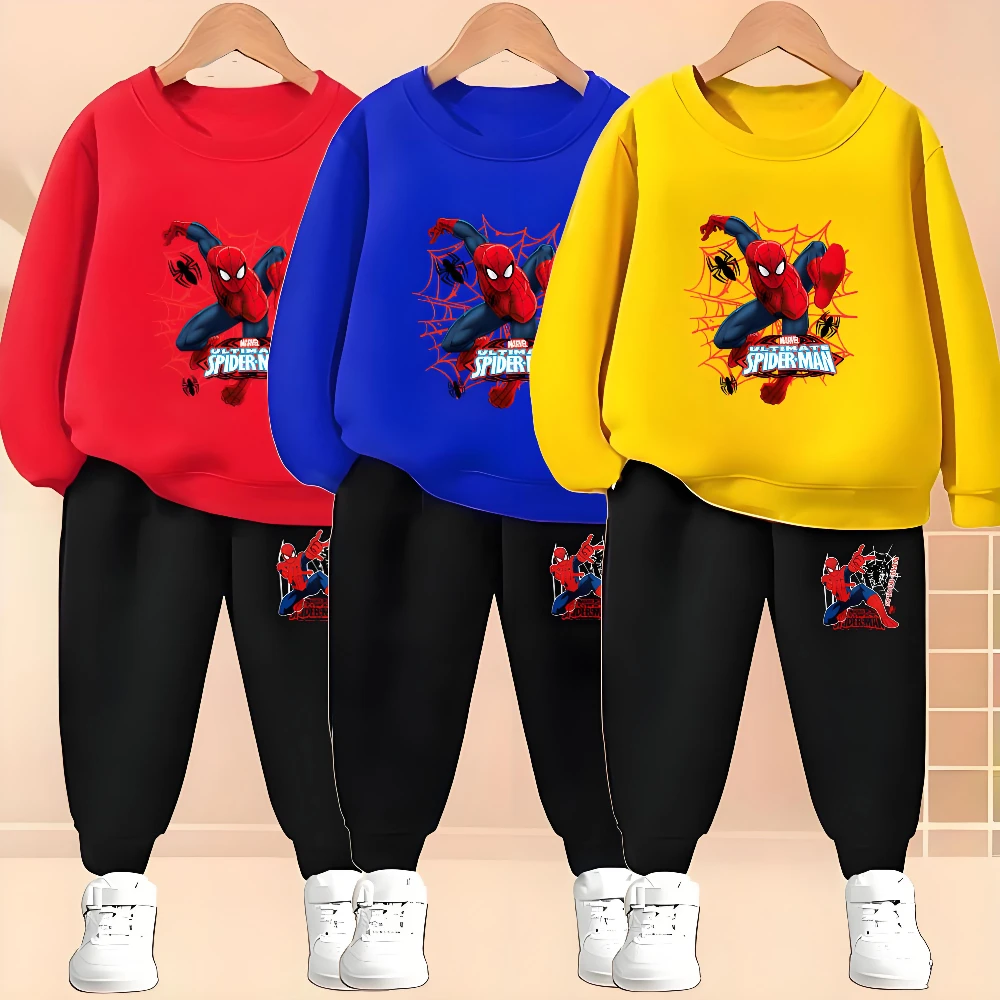 2025 Autumn Kids Spiderman Hoodie & Pants Set – Boys Pullover Two-Piece Casual Tracksuit 1