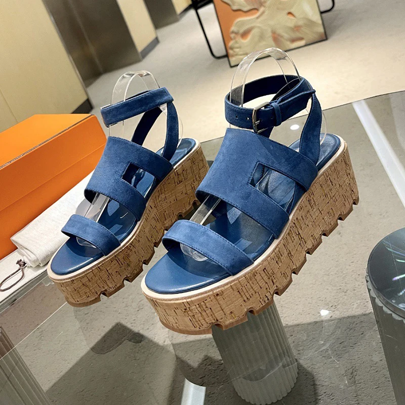 

Fashion Female Sandals Summer New Narrow Band Design Upper Platform Sandals Appear Thin Open Toe Thick Bottom Women Shoes