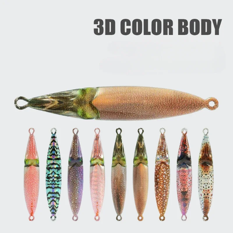 

Road Runner Bait Shark Squid Eye Iron Plate Spray Painting Real Fish Scale Bionic Long Casting Mackerel Bait Sea Fishing Warbler