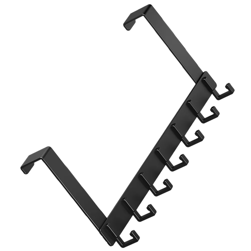 

Space Aluminum Home Storage and Finishing Door with 7 Hooks behind Hanger over The Organizer Key Holder Clothing