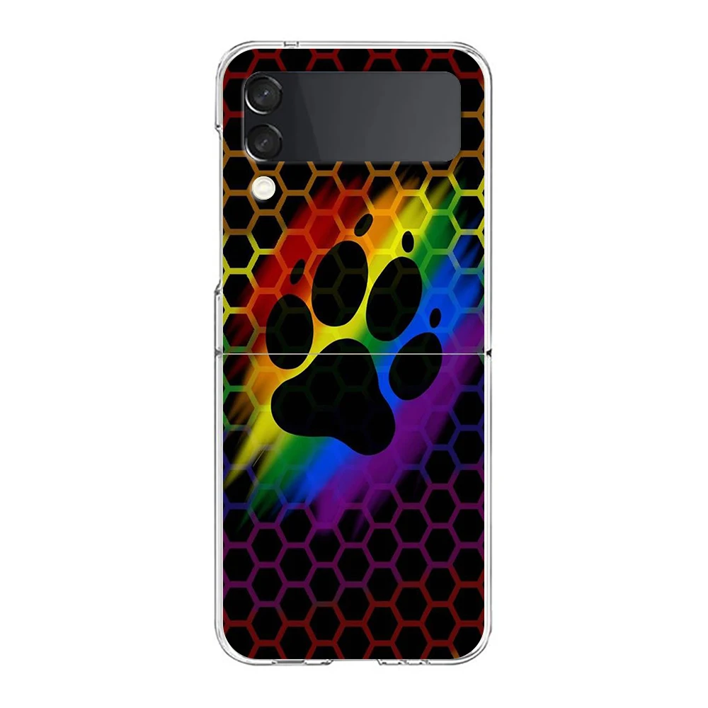 Hund Fußabdruck Pfote süße harte PC-Telefonhülle für Samsung Galaxy Z Flip 5 4 3, transparente Abdeckung für Galaxy Z Flip 6, stoßfeste Kappen – Detail 6