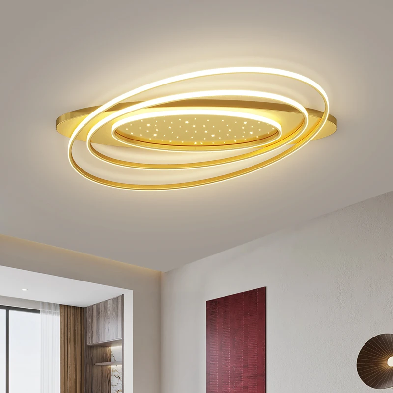 Modern Minimalist Bedroom Room Chandeliers Nordic Ceiling Decoration Lamps Creative LED Gold Chandelier Cloud Light Fixtures