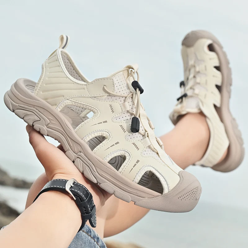 Summer Men Sandals Genuine Leather Mens Casual Shoes Outdoor Men Leather Sandals for Beach Shoes Roman mens sports shoes,leather sandals,summer sandals,mens shoes
