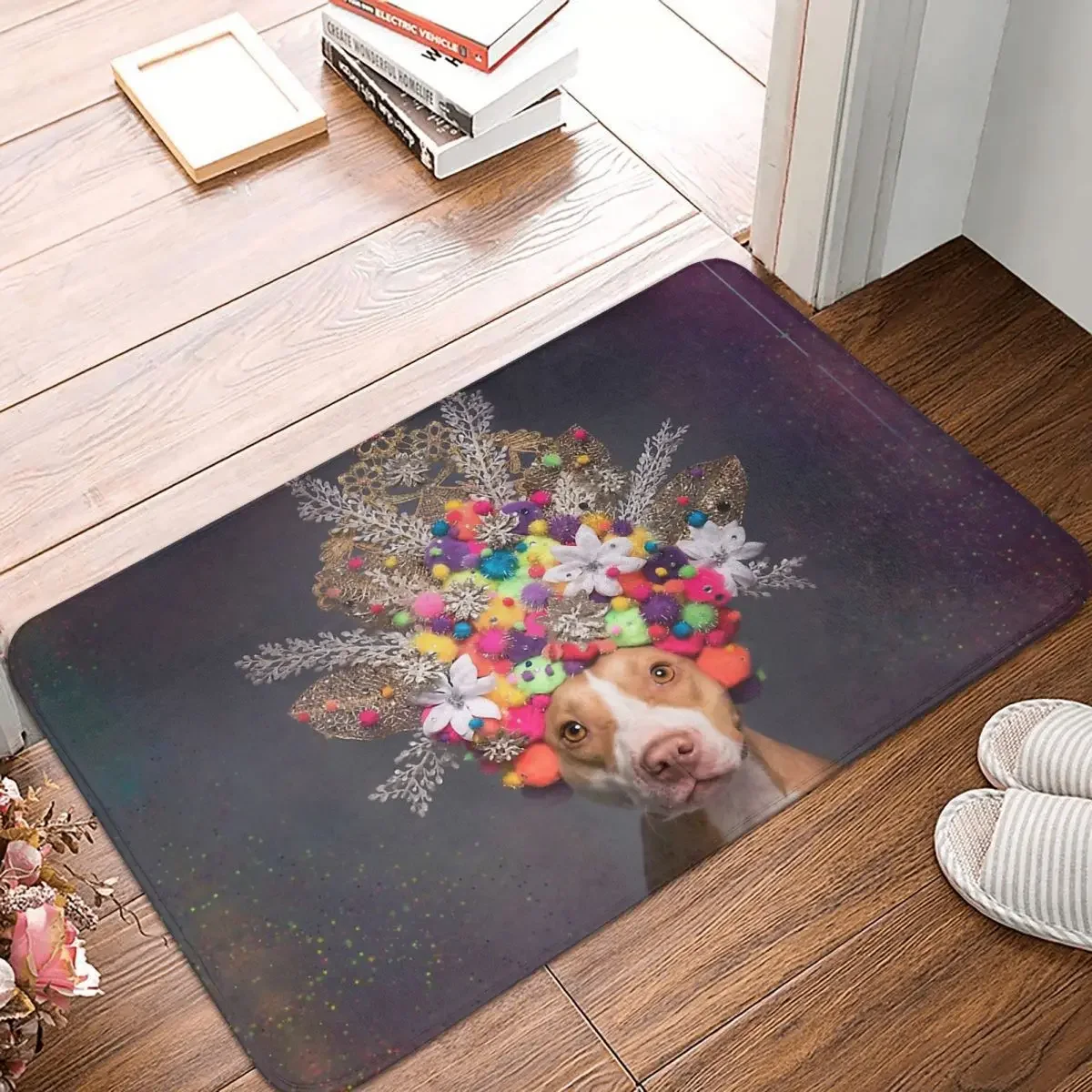 

Симпатичный нескользящий ковер Dog Doge, Придверный коврик с цветком питбуля, коврик для спальни, ванной, декоративный ковер для входной двери