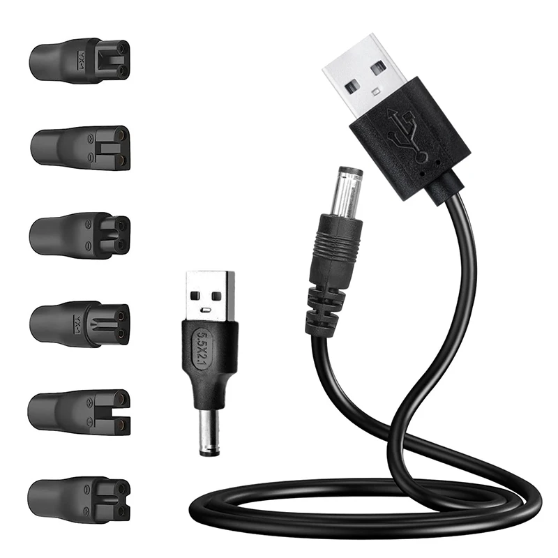 8 PCS Power Cord 5V Replacement Charger USB Adapter Cable DC Converter for Electric Shaver Hair Clippers
