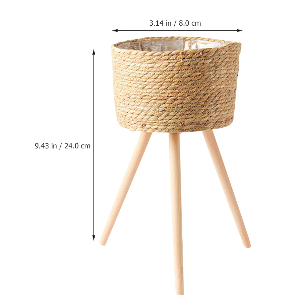 

Wood Flower Pot Storage Basket Balcony Flower Planter Pot Weaving Flowerpot