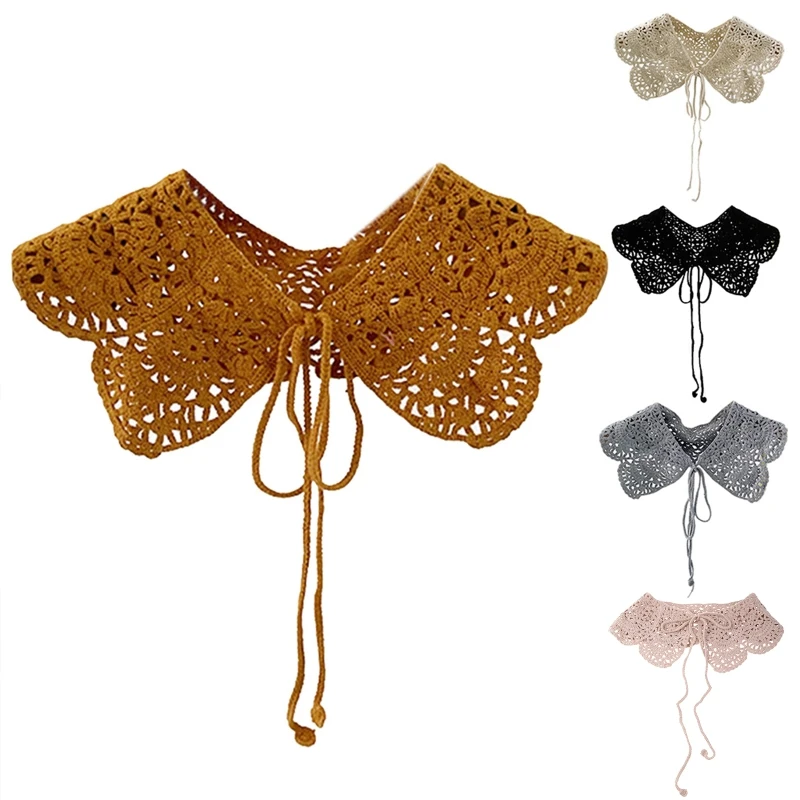 

Women Dress Decorative Shawl Wrap False Collar Hollow Crochet Lace Poncho Cape