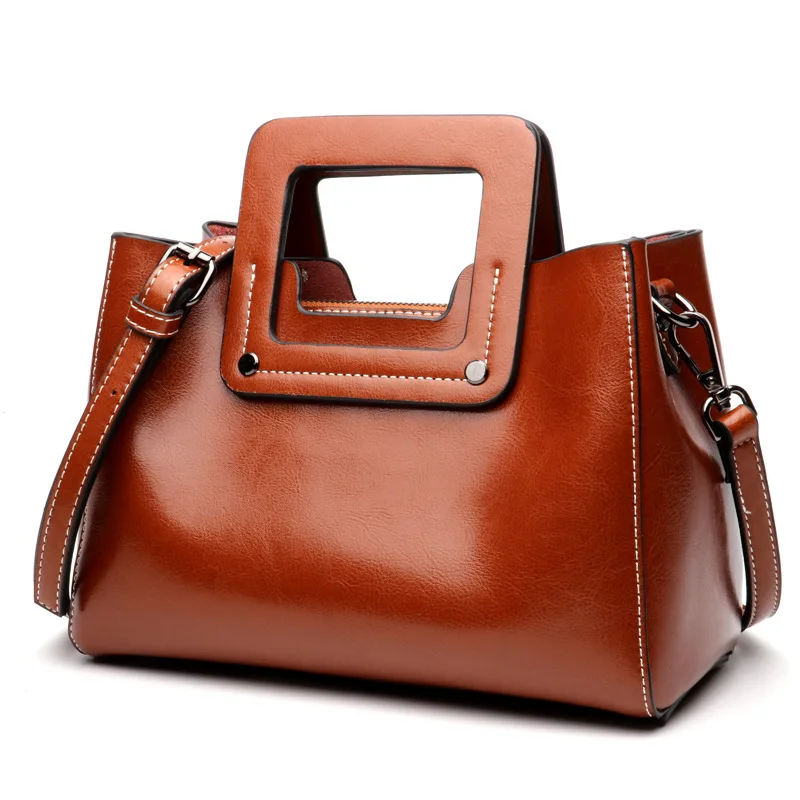 Bag Shoulder Women's Handbag Crossbody Tote Y2k New Genuine Leather Head Layer Cowhide Versatile Underarm Large Capacity Retro