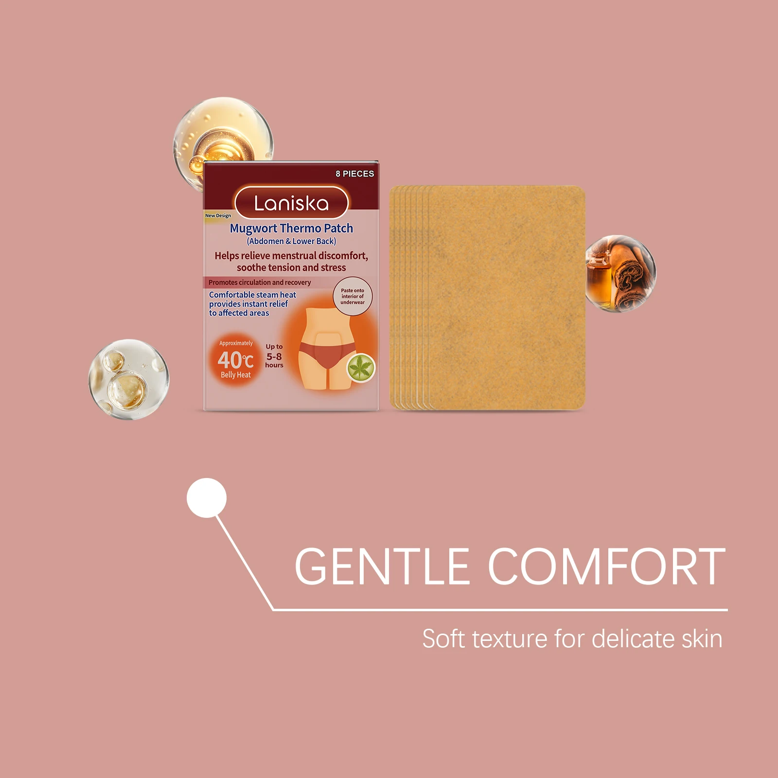 Mugwort Infused Menstrual Patch - Warm & Gentle Feminine Care, Comfortable Adhesive, Compact Portable Design