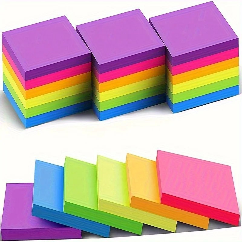 300/600pcs Vibrant Assorted Sticky Notes, Perfect for Office, School, Note-Taking & Reminders, for Students, Teachers & Pros - 2