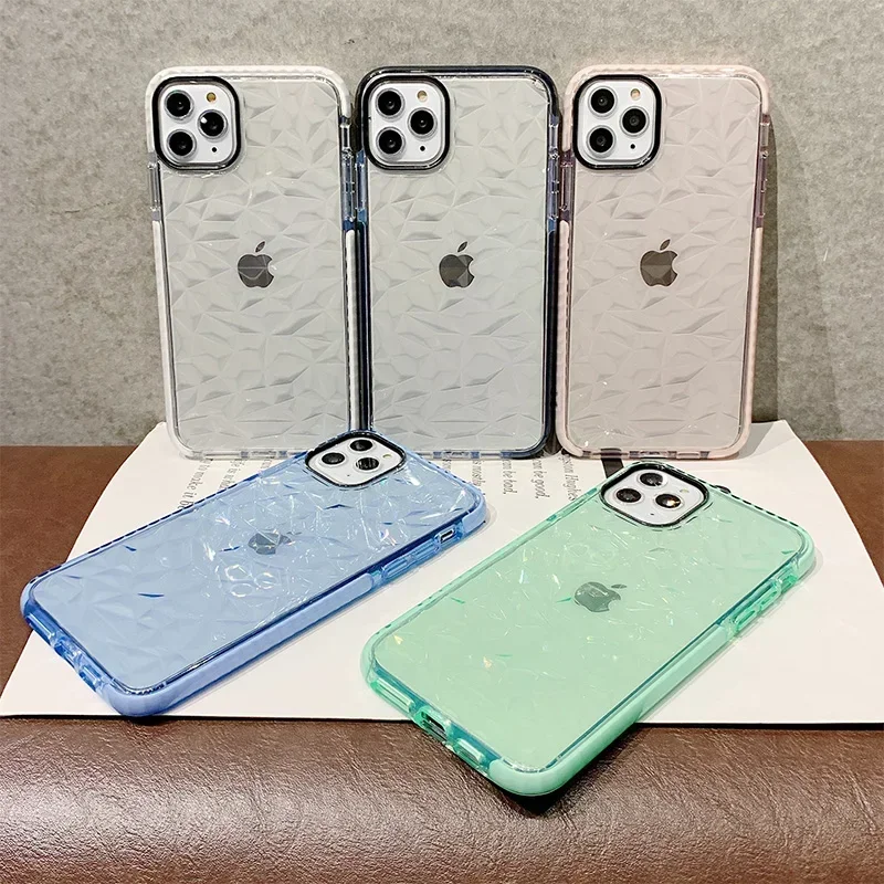 Diamond Pattern Shockproof Transparent Phone Case
