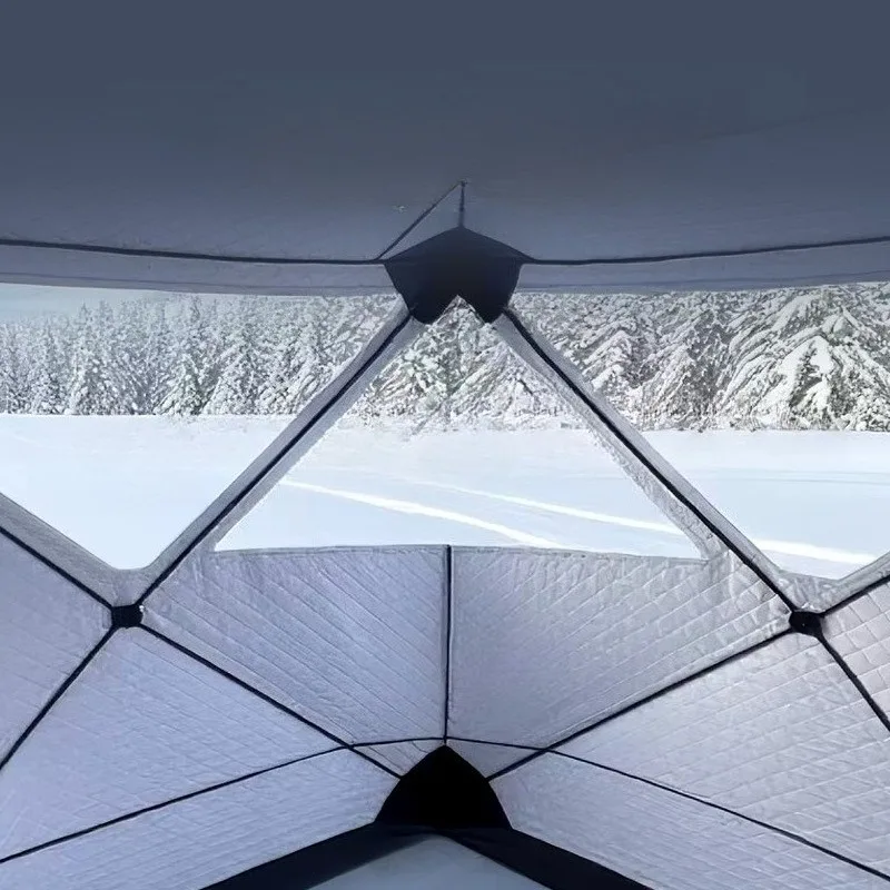 Thickened Winter Fishing Outdoor Tents Convenient Chimney Large Space Warm Tents Snow-proof Multifunctional Camping Supplies 5
