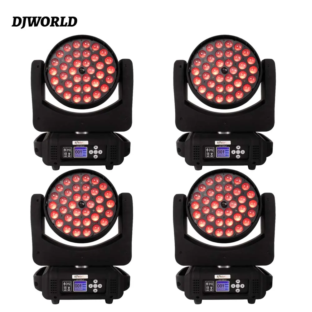 4PCS LED Wash Zoom 36x18W 6IN1 RGBWA+UV Moving Head Lighting Button Version Professional DMX Controller Club Disco Party Light