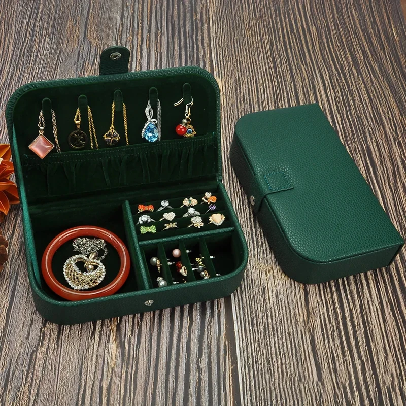 

Portable Storage PU Leather Box Organizer Travel Jewelry Case Storage Earrings Necklace Ring Jewelry Organizer Display