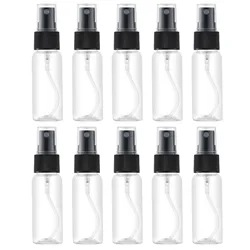 Compact Fine Mist Spray Bottles - Set of 10, Various Sizes - 10ml (Black)