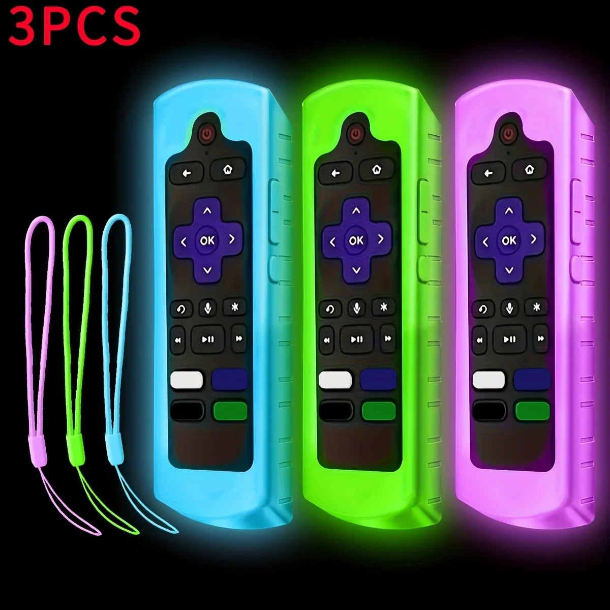 Luminous Silicone Universal Remote Control Cover Set with Hanging Rope