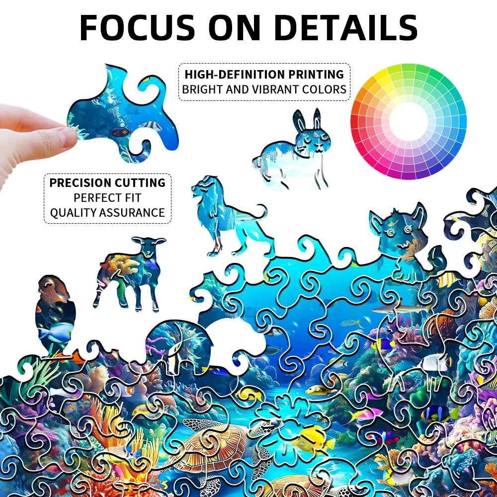 Wooden Puzzle - Adult Unique Alien Advanced Wooden Puzzle Gift - Happiness Tree, Ocean World Animal Jigsaw Puzzles Family Game 5