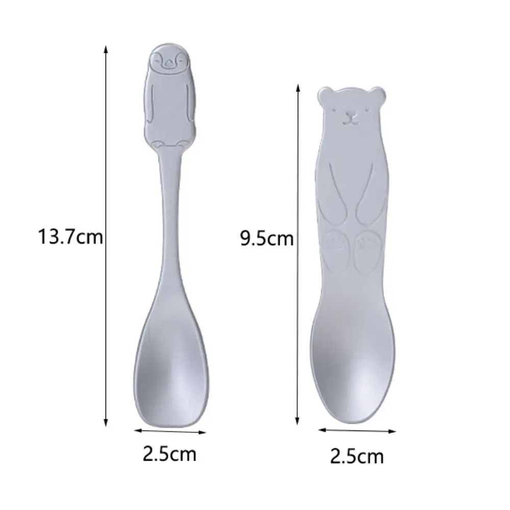 Dessert Scoop Aluminum Ice Cream Spoon Japan Self-melting Type Dessert Spoon Penguin/bear Pattern Silver Coffee Kids