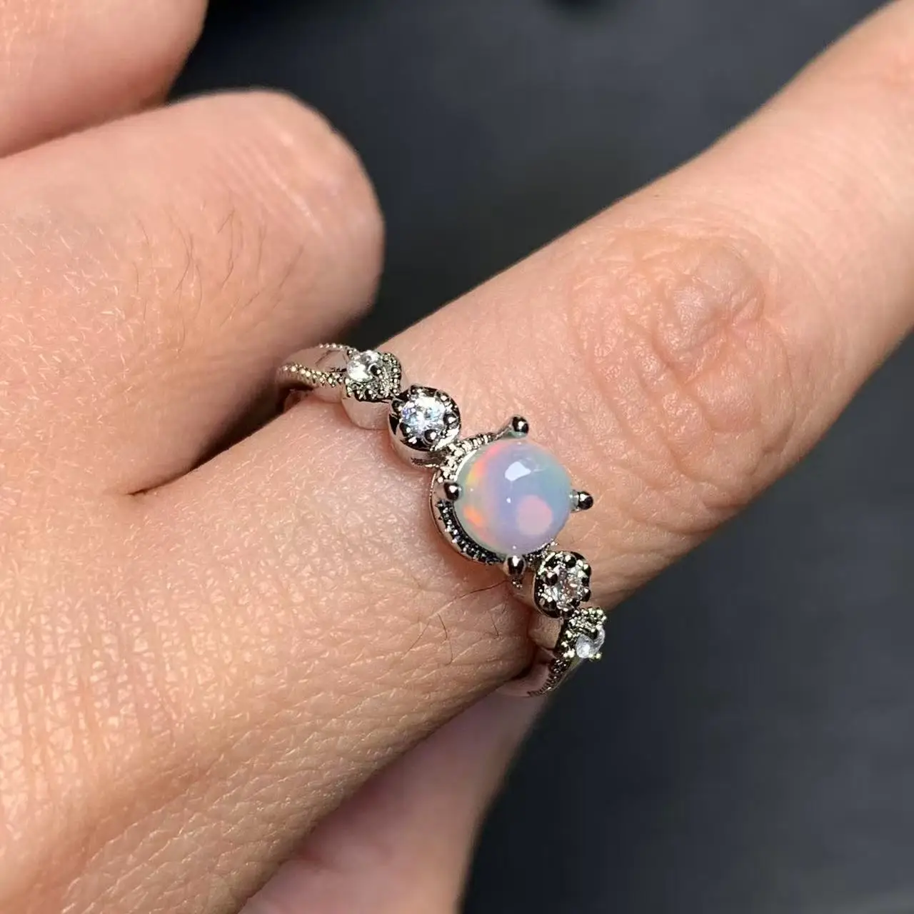 Authentic Natural Opal Ring Adjustable Female Ring Jewelry for Women Gift Wholesale High Quality Vintage Fine