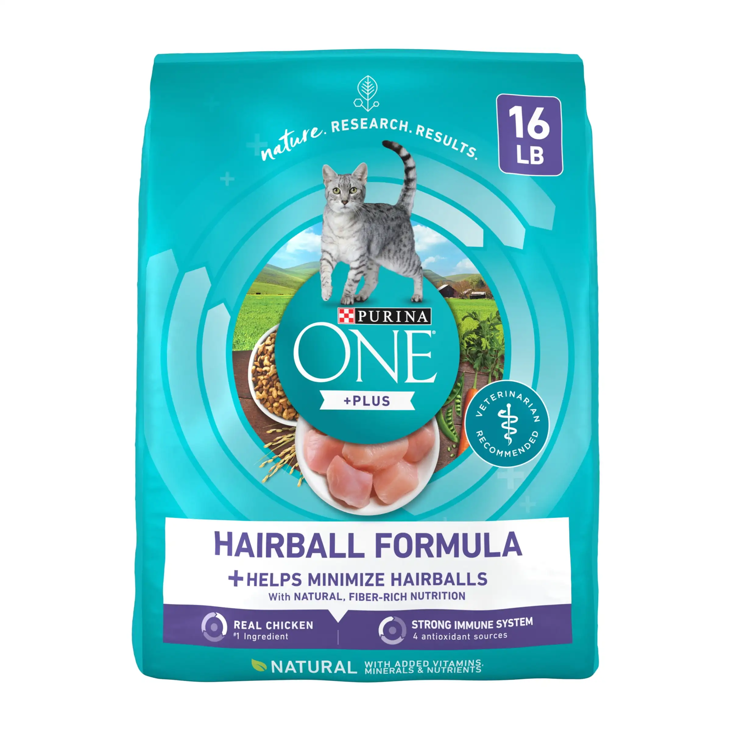 

Purina ONE Plus Dry Cat Food Hairball Formula, Natural Chicken, 16 lb Bag