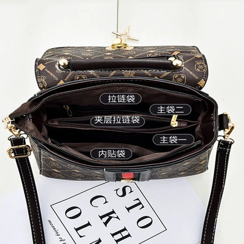 Nuova Borsa a Spalla da Donna, Borsa Tote di Lusso Firmata, Borsa a Mano da Donna in Pelle con Monogramma Stampato, Borsa a Tracolla Singola - immagine 3