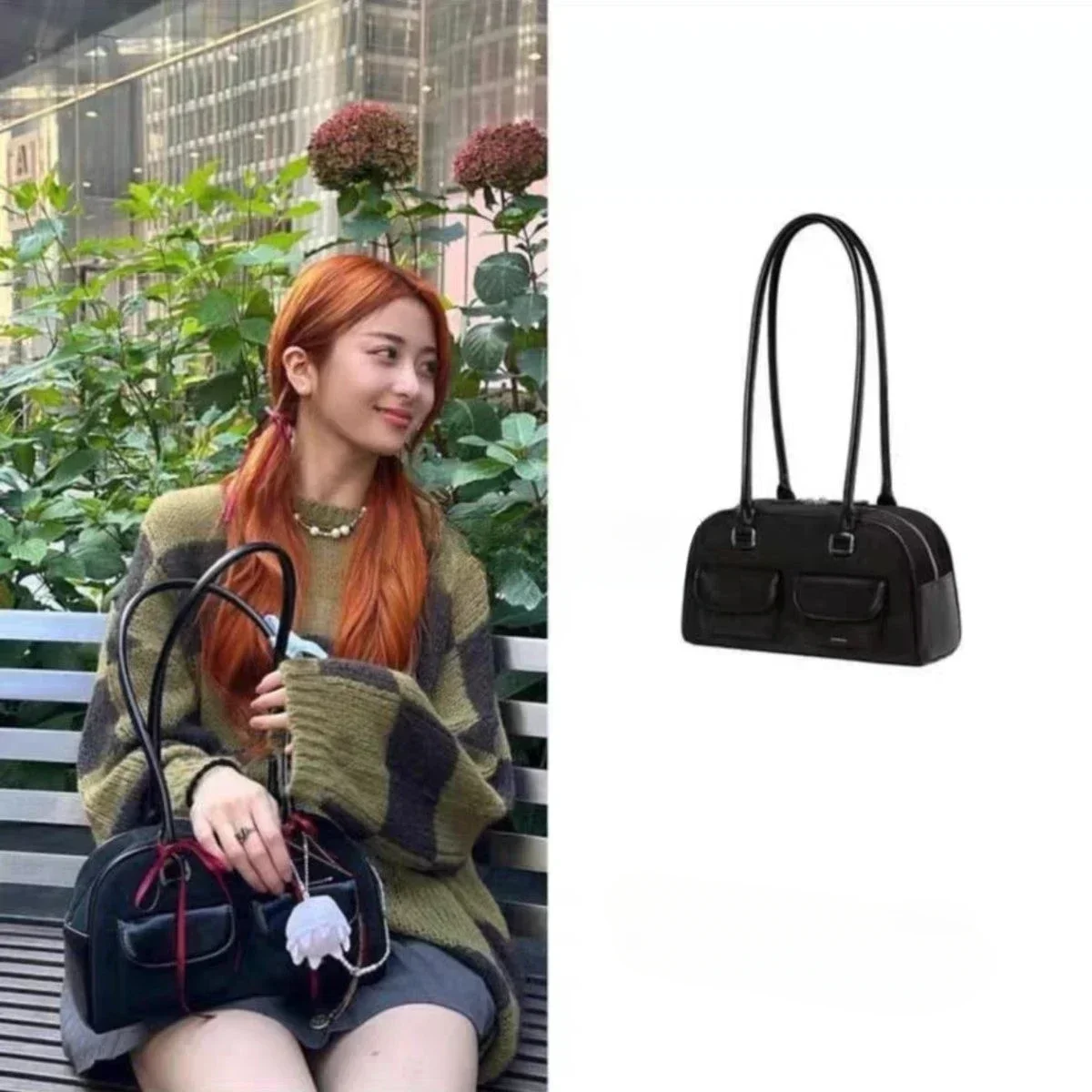 Bowling Bag HAVEN Korean Xu Yunzhen Sane Style standoil Bowling Bag Boston Tote BagUnderarm Bag for Women