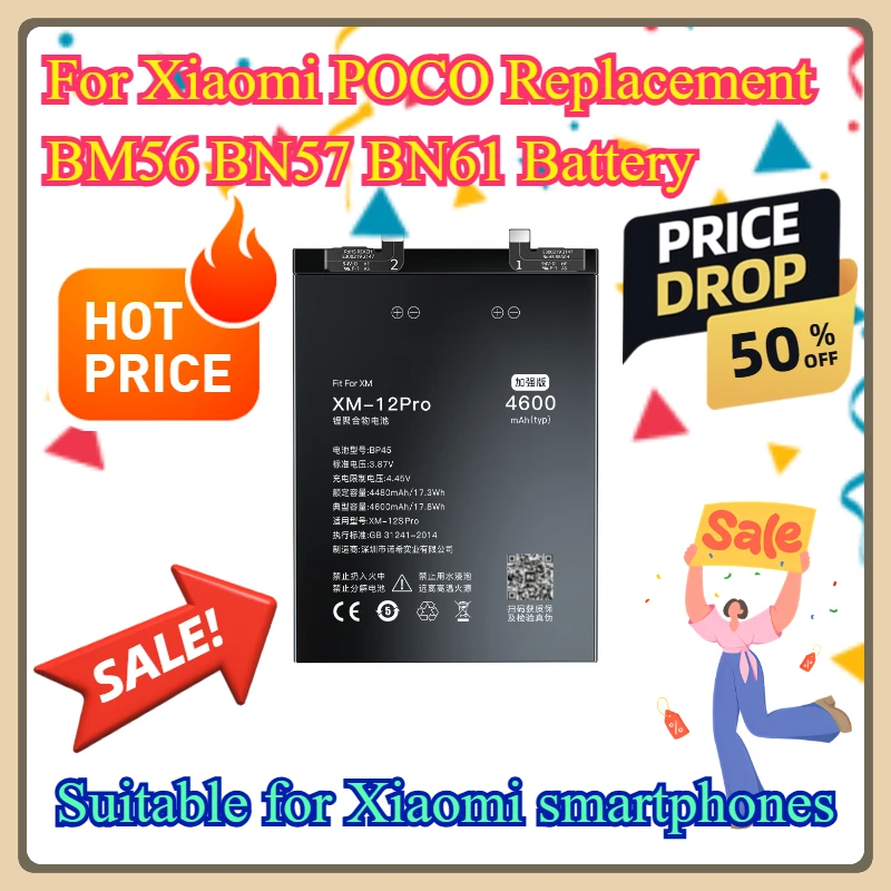 For Xiaomi POCO X3 Pro NFC F3 GT F1 F2 M3 M4 POCOPHONE Redmi K40 Pro K30 K20 9T Replacement BM56 BN57 BN61 Battery
