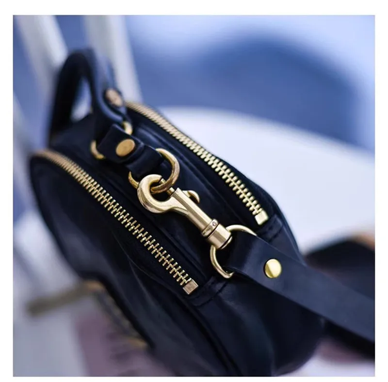 Veranstalter Designer hand gefertigte echte Leder Damen schwarze Handtaschen Nieten Luxus weiche Rindsleder Damen Umhängetaschen – Detail 9
