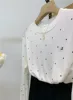 Slimming Effect Summer New Loose Long Sve Women's T-irt Korean Sle Cotton Blend Woolly Fabric Polka Dot Base irt