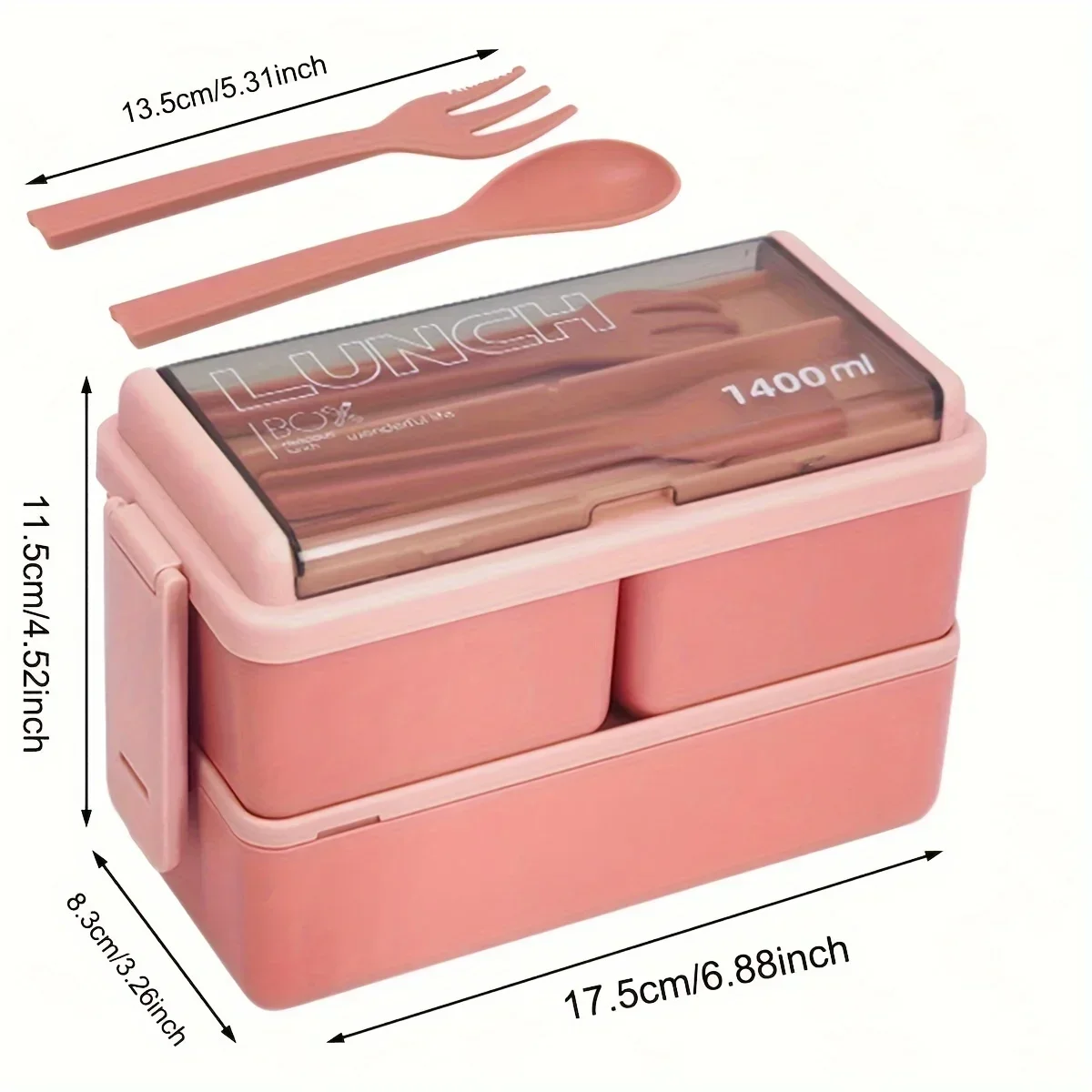 1pc Microwave-Safe Dual-Compartment Lunch Container Fresh-Keeper with Spacious Compartments and Complete Cutlery Set