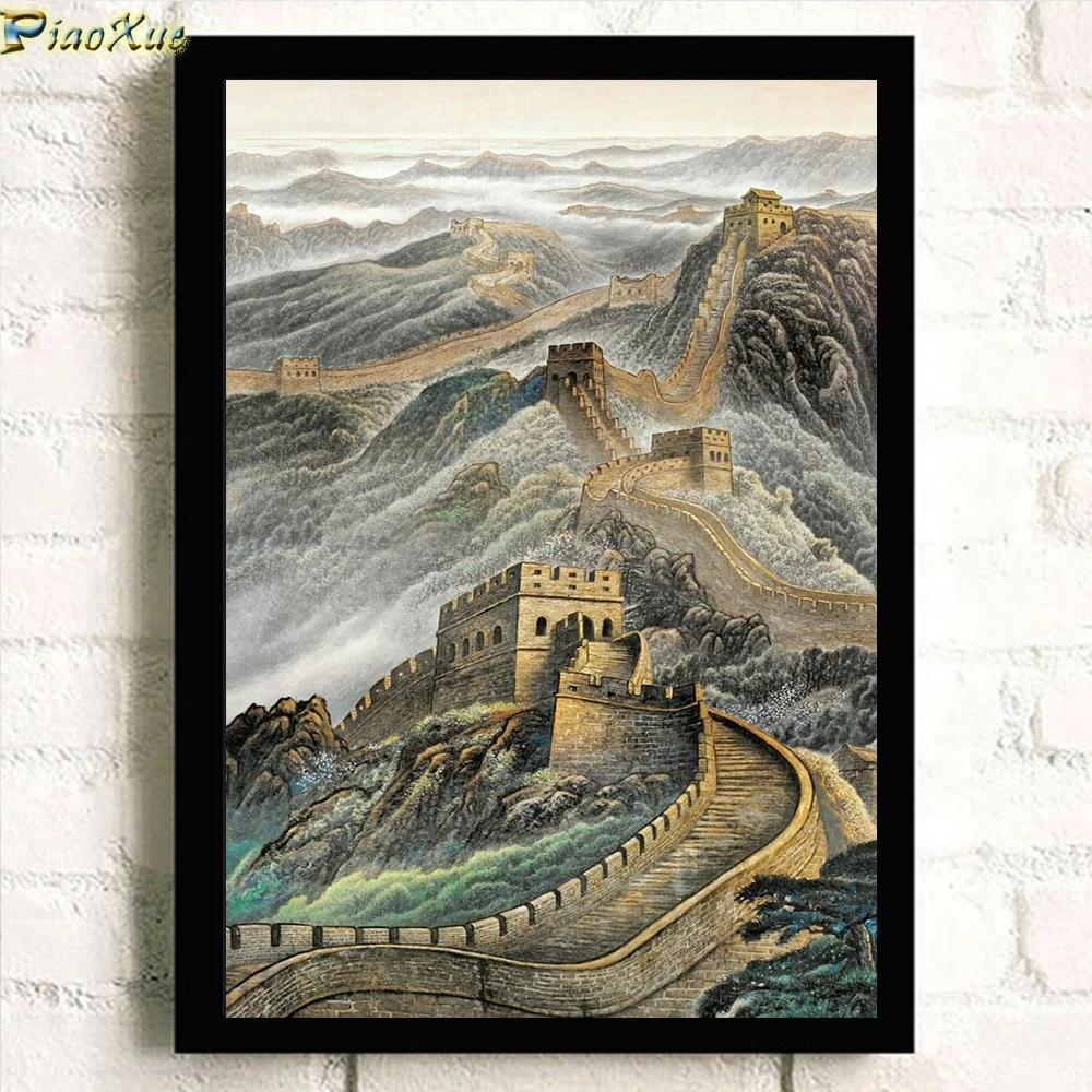 Instarry 5D Diamond Painting Quadri Grandi Dimensioni Pittura di Paesaggio in Stile Cinese Artigianato per Decorazioni Parete 100x50 cm