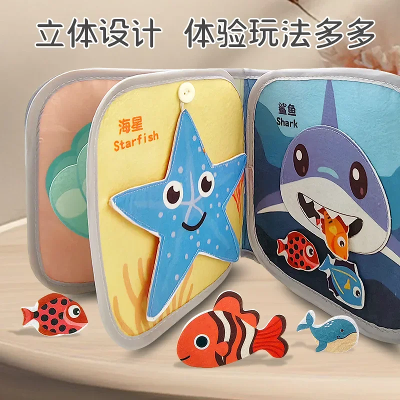 Montessori Felt 3D Cloth Busy Book Sensory Toys Fabric Picture Soft Book Learning Activities for Fine Motor Skills Quiet Books