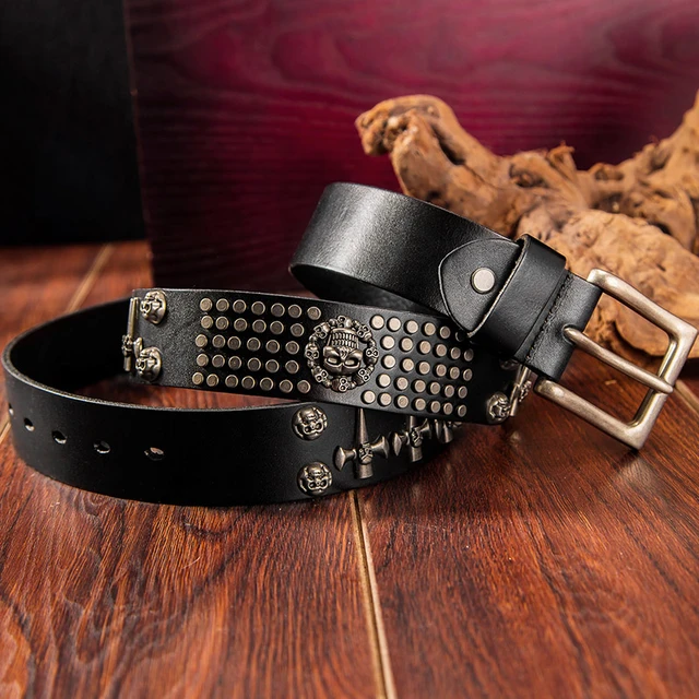 Designer Brand Western Cow Golden Buckle Belt Genuine Leather Belts for Men  Vintage Black Leather Men Waist Strap ceinture homme - AliExpress