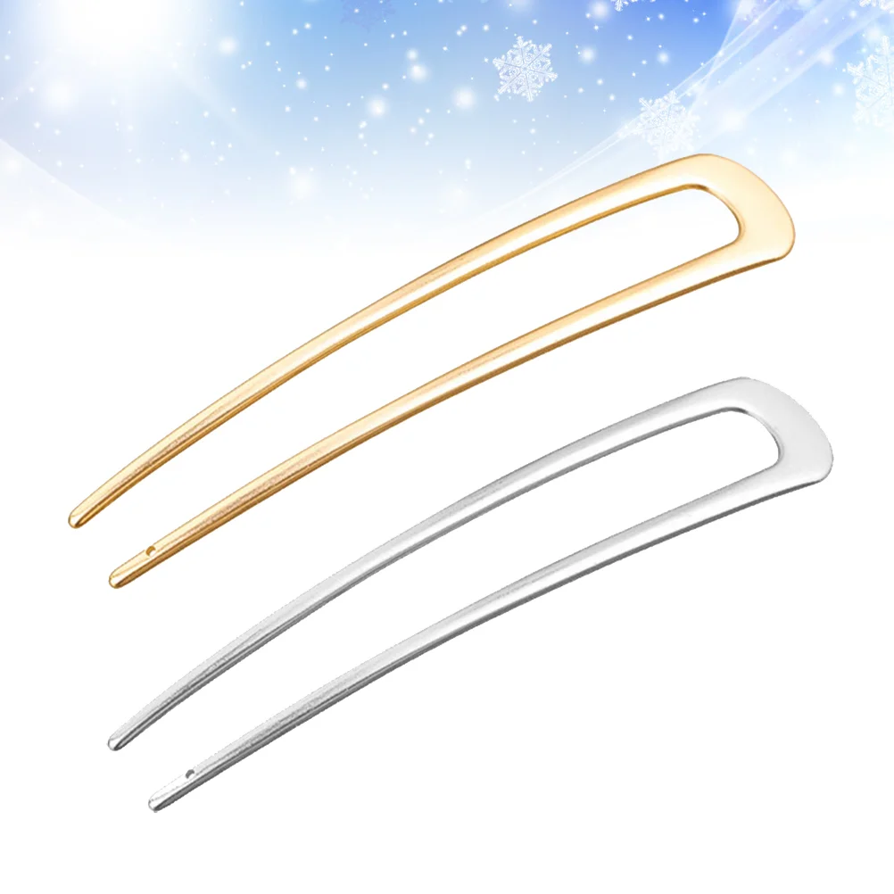 

4 PCS Updo Hair Clip Womens Barrettes for Pin Claw Alloy Hairpin Stick U-shape Miss Women's Clips