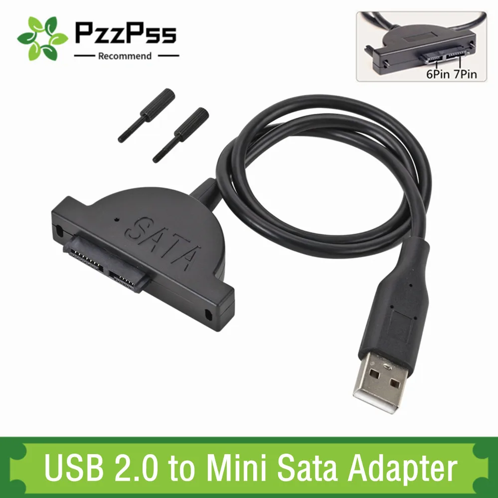 PzzPss USB 2.0 to Mini Sata II 7+6 13Pin Adapter For Laptop CD/DVD ROM Slimline
